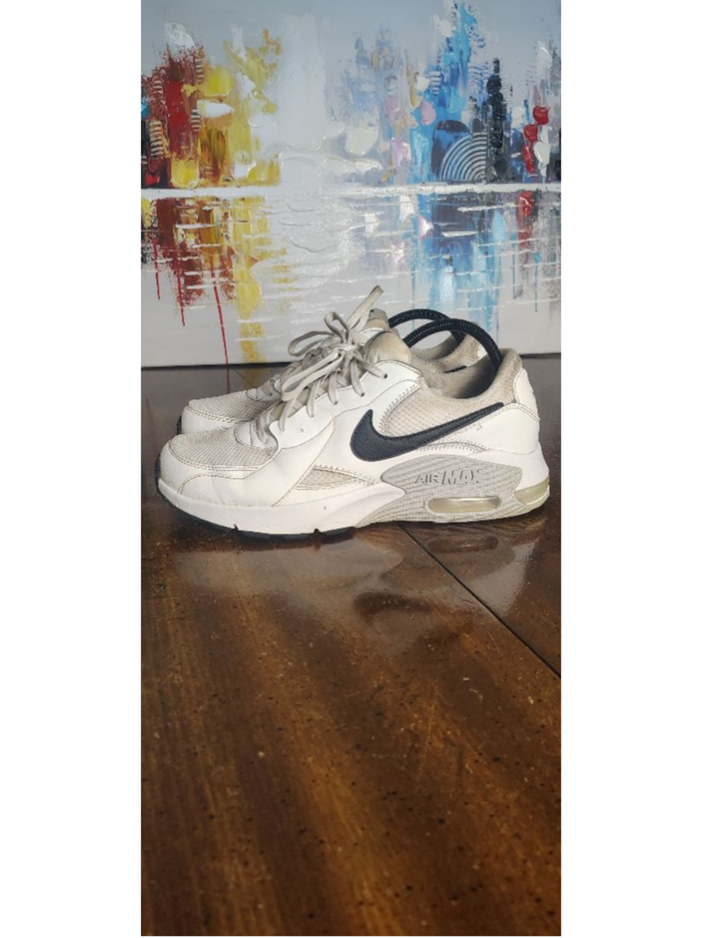 Nike Air Max Excee Shoes Mens Size 9 White Black Leather Sneakers CD4165-100